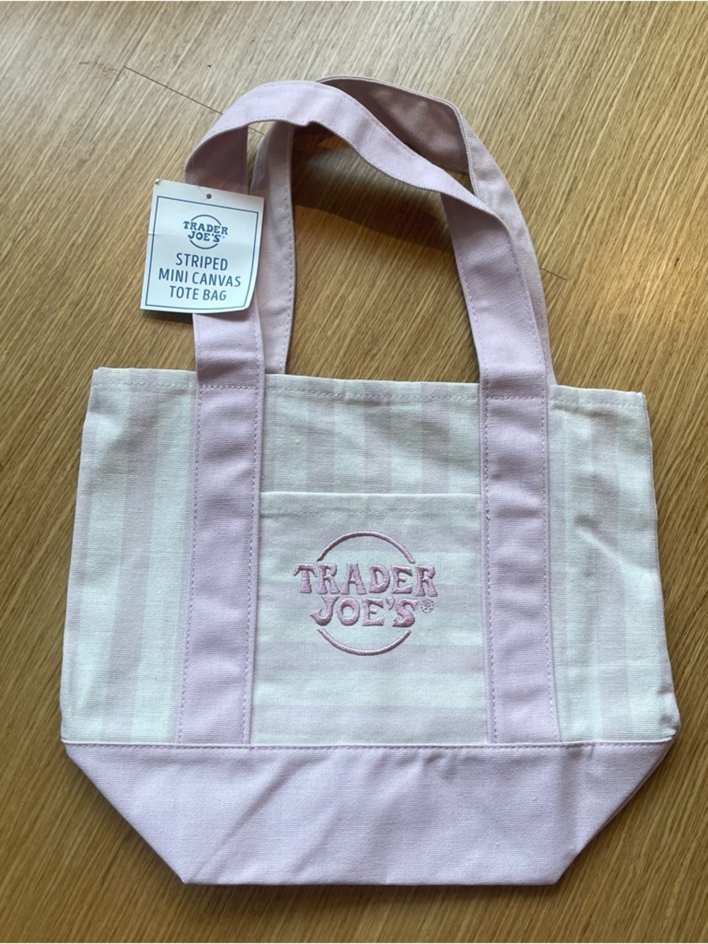 Trader Joe’s Striped Tote Bag Summer Pastel Pink